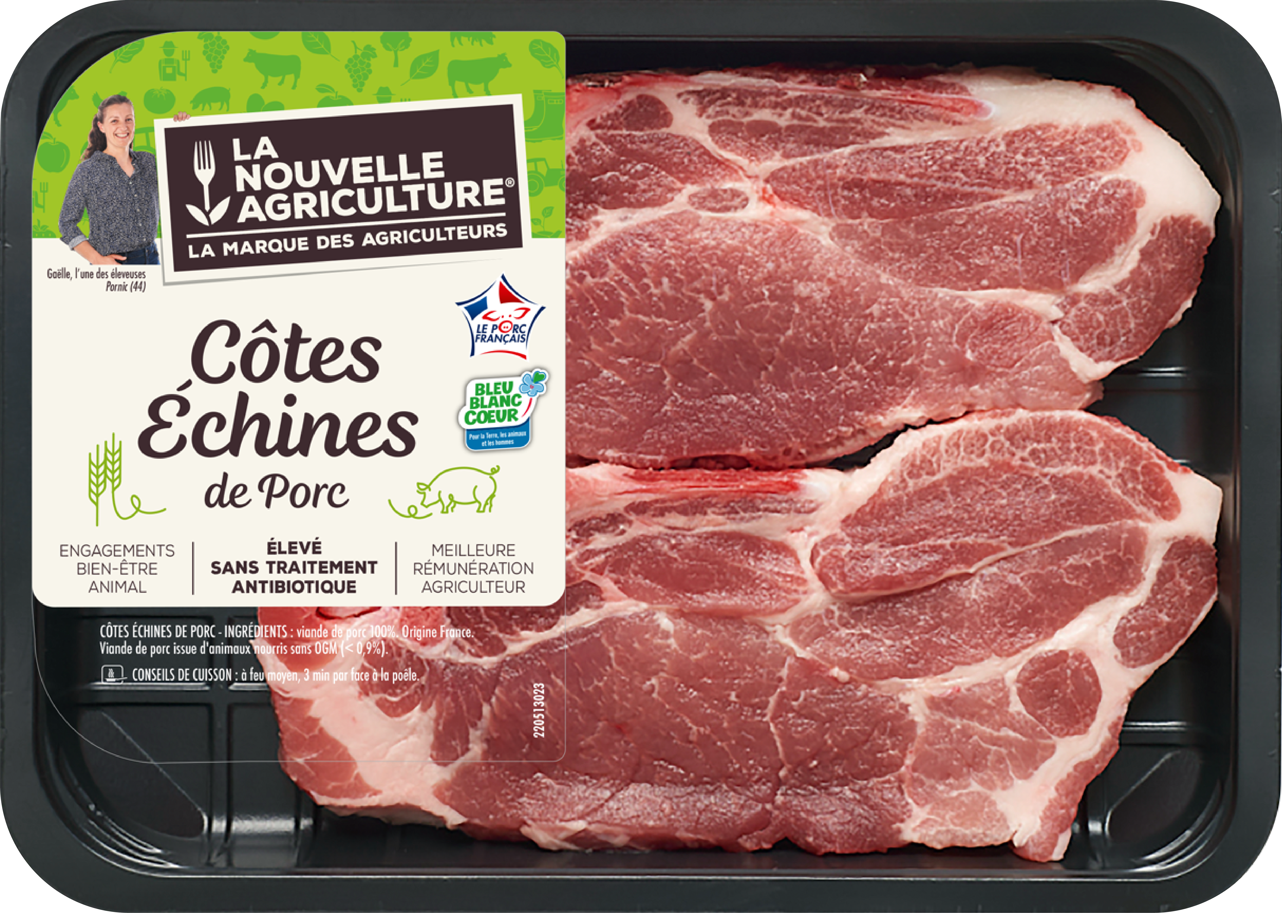 Pack produit de Côtes échines de porc Bleu-Blanc-Cœur La Nouvelle Agriculture
