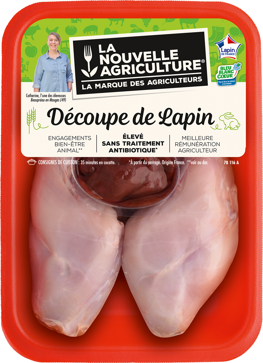 Pack produit de Lapin entier découpé Bleu-Blanc-Cœur La Nouvelle Agriculture