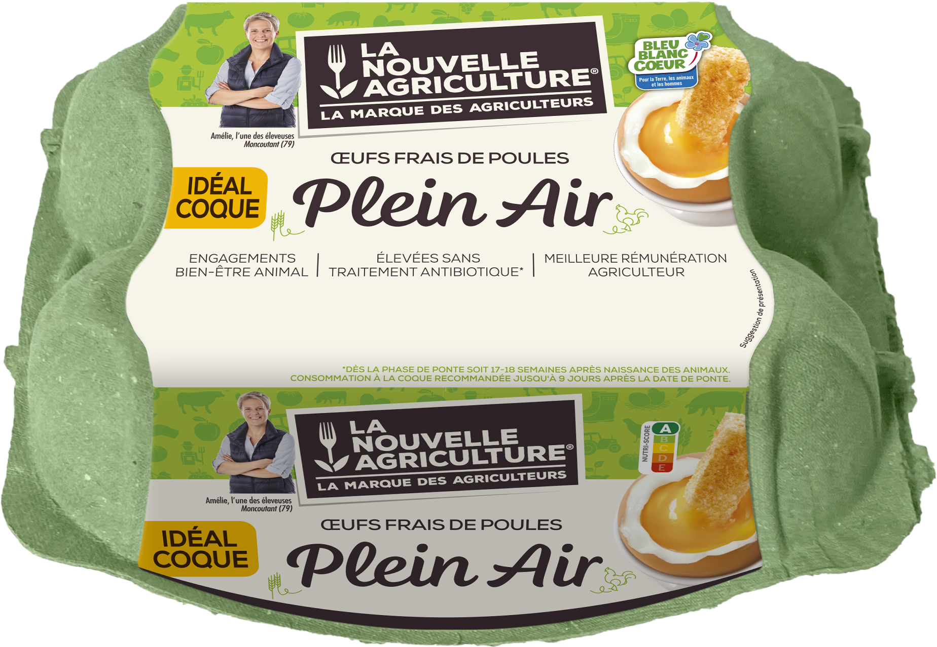 Pack produit d'Œufs Plein Air Bleu-Blanc-Cœur Idéal Coque La Nouvelle Agriculture