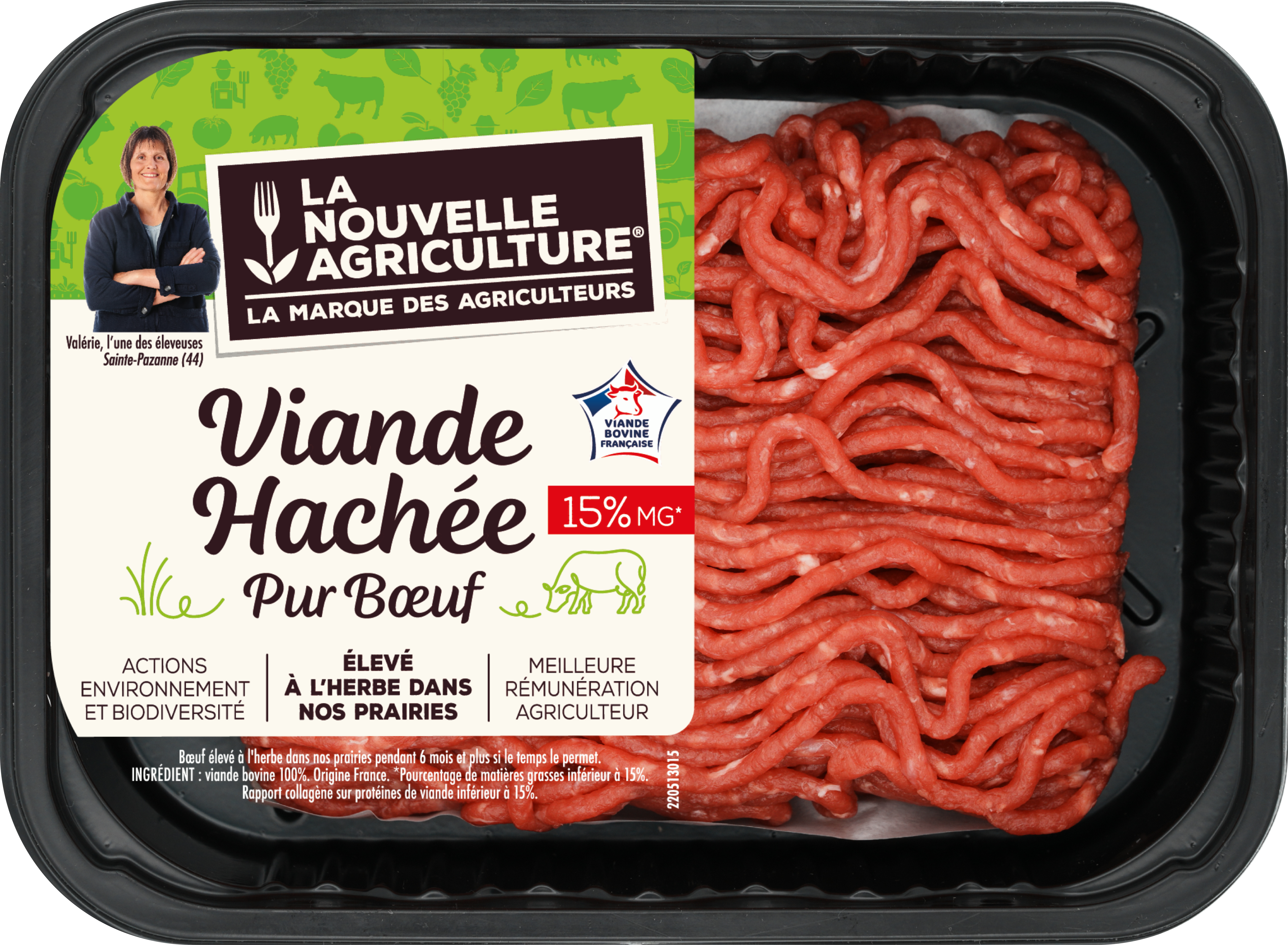 Pack produit de Viande hachée pur Bœuf 15% de matière grasse La Nouvelle Agriculture