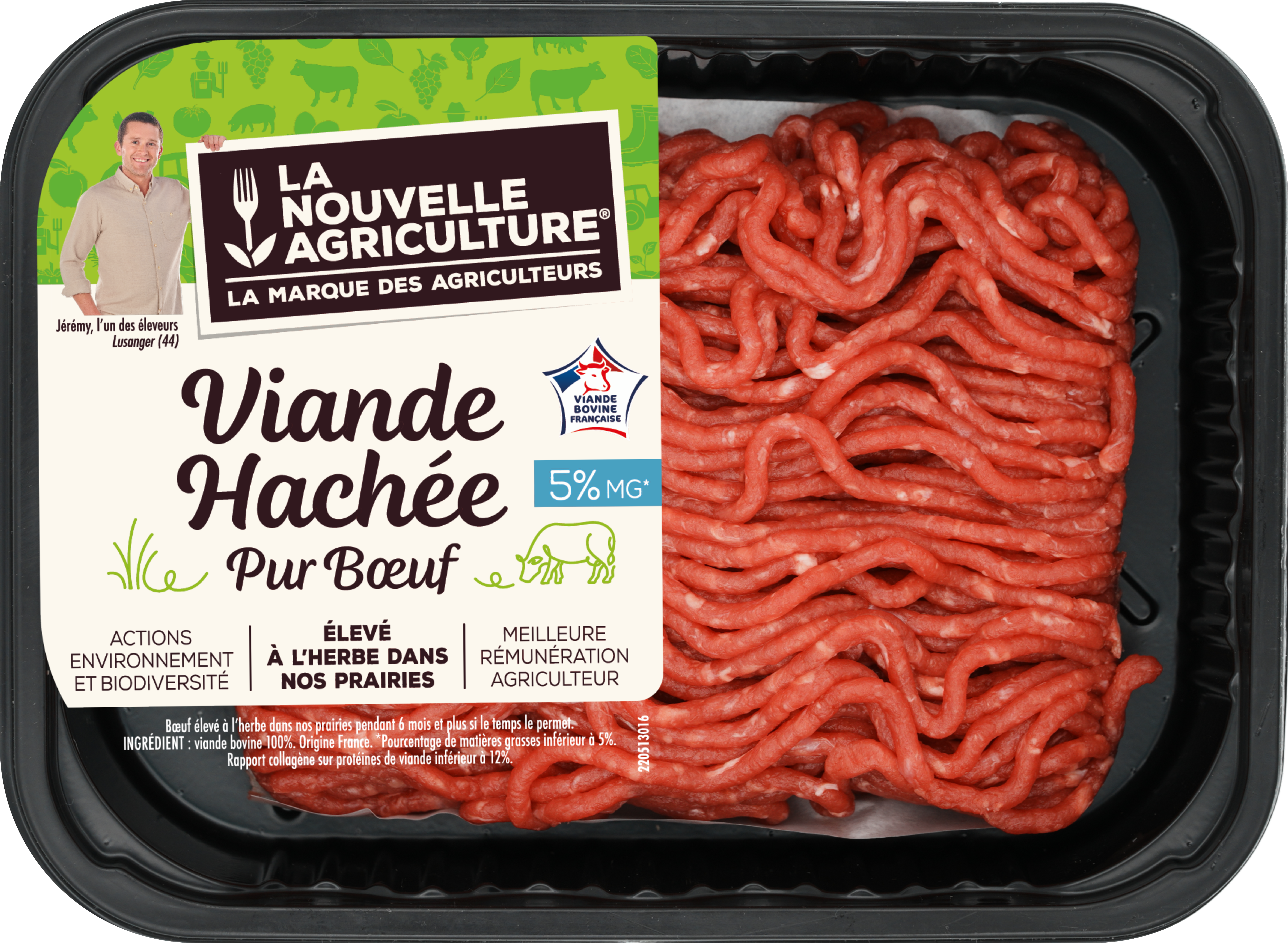 Pack produit de Viande hachée pur Bœuf 5% de matière grasse La Nouvelle Agriculture